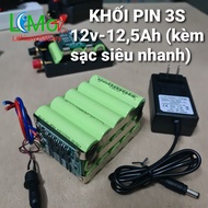 Khối pin 3S 126v - 125Ah (Hàng loại 1 dòng xả cao thay bình acquy). Tặng kèm sạc siêu nhanh Lithium