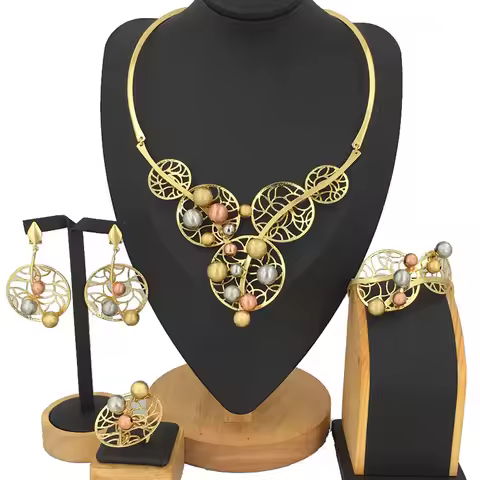 Costume Fashion Dubai Jewelry Accessories High Quality Gold Plated Ladies Brazilian Jewelry Set