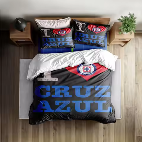 I love Cruz Azul Duvet Cover Set King Queen Double Full Twin Single Size Bed Linen Set