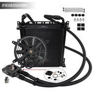 30-40 Row Universal AN10 Oil Cooler Kit  w/ Bracket Kit Thermostatic 73 ±0.5°+7'' Electric Fan For  