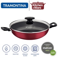 [Brazil] Tramontina Loreto 28cm Wok with Tempered Glass Lid / Non Stick Aluminium Wok / Made in Braz