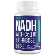 Aesticum NADH 50mg + CoQ10 200mg + D-Ribose 150mg Supplement, Boosting NAD+ Supplements for Immune S