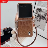 Luxury PU Leather With Lanyard Phone Case For Motorola Razr 60 50 Moto Razr 60 50 5G Wrist Strap Sli