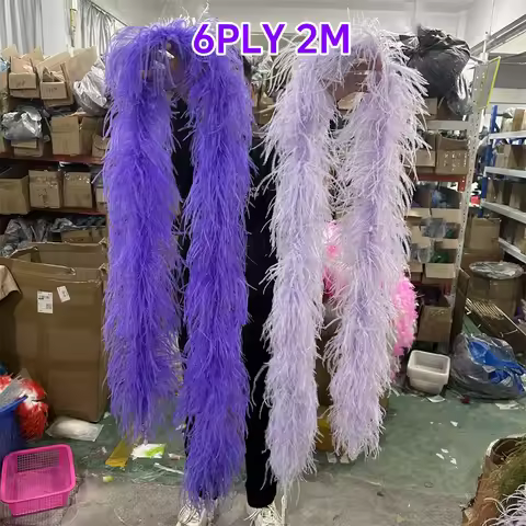 2Meter Purple Ostrich Feather Boas Shawl 2Ply 6Ply 10Ply 15Ply 26Ply Thick Fuffly Feather Scarf for