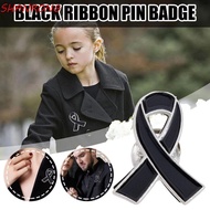 SHANRONG Black Ribbon Pin, Melanoma Cancer Breast Cancer Funeral Ribbon Badge Brooch, Enamel Black R