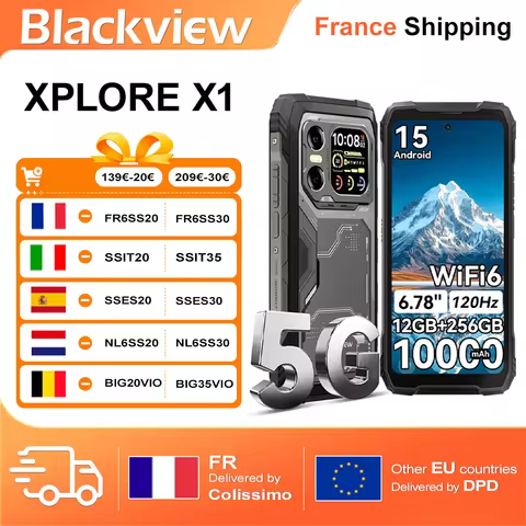 Blackview XPLORE X1 5G AI Rugged Flagship 12GB+256GB 6.78" Android 15 120Hz 10000mAh 55W 108MP Main 