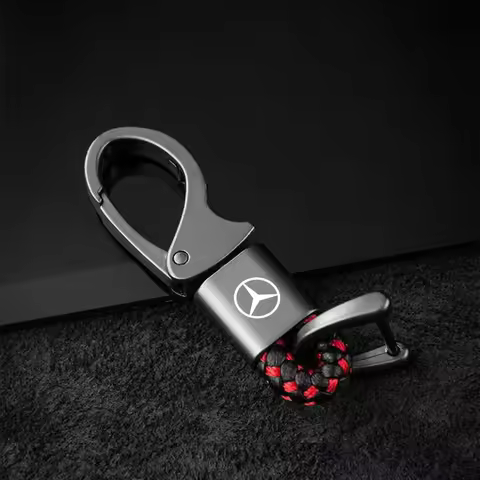 Leather Car Key Ring Fashion Shield Type Horseshoe buckle Keychain For Mercedes Benz AMG W203 W206 W