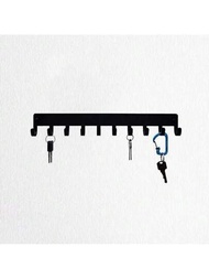 1入14.5英寸長矩形鑰匙掛鉤帶10個掛鉤和安裝螺絲,簡約黑色設計,適用於外套、帽子、鑰匙組織,家居客廳臥室玄關門壁裝飾,新居禮物