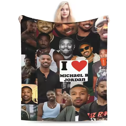 Michael B. Jordan Blanket Kids Adults Flannel Throw Blanket For Sofa Home Warm Cozy DIY Quality Beds