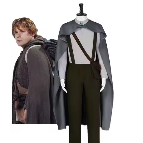 Samwise Gamgee Cosplay Costume Hobbit Dwarfs Gray Cape Outfit Lorded Rings Men Overalls Suspenders P