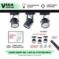 Set of 3 E27 MR16 Rail Spotlights - LED Tracklight Spotlights Can Change Bulbs - For Home, Shop, Caf