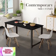 Contemporary Dining Table with 4 Eames Chair [120/140/160/180cm x 60/70/80cm]