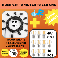 KOMPLIT 10M Kabel Fitting Gantung 10 METER 10 Lampu LED Gantung CAFE 10Meter LAMPU TAMAN LED Outdoor