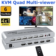 1080P KVM HDMI 4X1 Quad Multi Viewer Screen Splitter HDMI Multiviewer for PS4 PS5 STB DVD Camera Lap