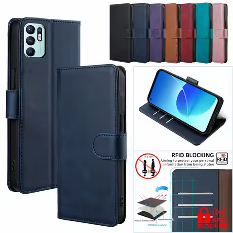 Funda PU Leather Book Case Protect Cover For OPPO Reno 6 Pro Plus reno 6 Lite Z Card Holder Magnetic