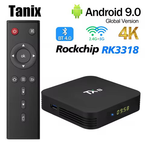 TANIX TX8 Android 9.0 Smart TV BOX Rockchip RK3318 4GB 64GB BT4.0 USB3.0 AV1 2.4G/5G Wifi 4K HD Medi