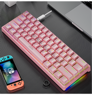 Keyboard gaming แป้นพิมพ์ แป้นพิมพ์เกม Blue Switch mechanical keyboardเรืองแสง คีย์บอร์ดไทย 61 คีย์ 
