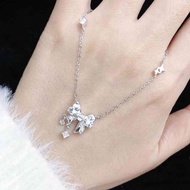 S999 Flash Diamond Bow Necklace Non-Fade Clavicle Chain Exquisite Elegant Niche Design Light Luxury 