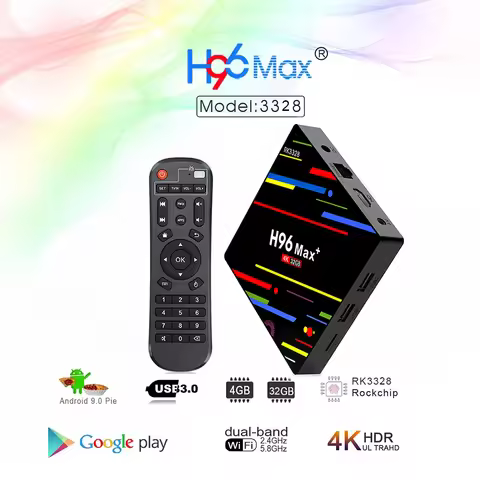 H96 Max Plus 4gb 64gb Android Tv Box 9.0 Smart TVBox RK3328 2.4G/5Ghz Wifi HDR 4K H.265 4GB 32GB H96