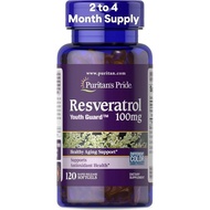 Puritan's Pride Premium Resveratrol Youth Guard™ 100mg, Dietary Supplement for Immune System, Antiox