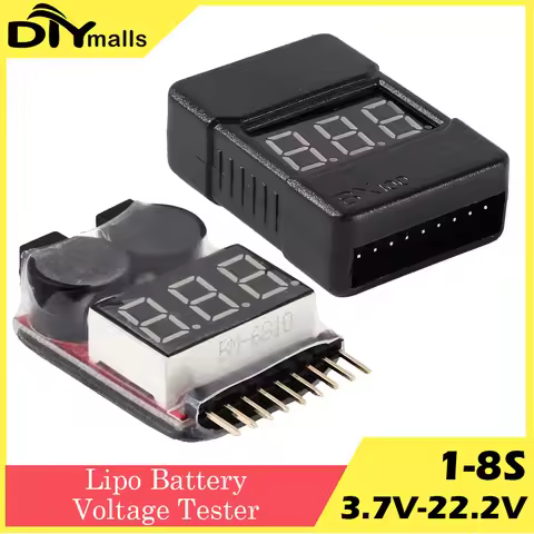 Lipo Battery Voltage Tester volt meter monitor buzzer Alarm 1-8s 3.7V-22.2V For Rc Lipo Battery Mode