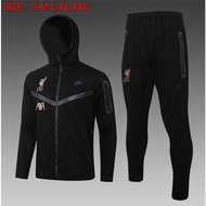 ✥2022 Liverpool Black Jacket Hoodie Football Jersey Men's Suit