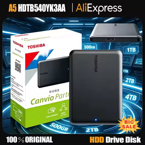 For Toshiba A5 Series Small Black Portable Hard Drive High-Speed USB 3.2 Gen1 500GB/1TB/2TB/4TB Comp