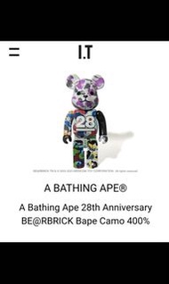 [Bearbrick]No.1 A BATHING APE® A BATHING APE 28TH ANNIVERSARY BE@RBRICK BAPE CAMO 400%