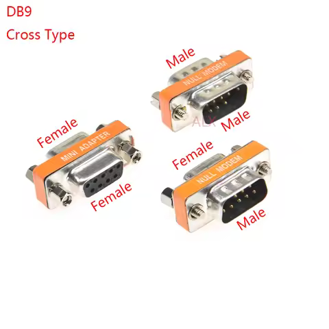 1Pcs Mini Null Modem DB9 Female Male plug Adapter Gender Changer cross female to female/male to male