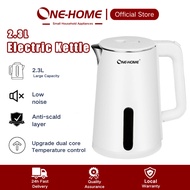 ONE HOME 2.3L Fast Heat Electric Kettle Smart Temperature Detect Automatic Power-off Electric Jug Kettle 304 Stainless Steel Dual Layer Fast Boiling Elektrik Kettle Malaysia Standard Plug Top