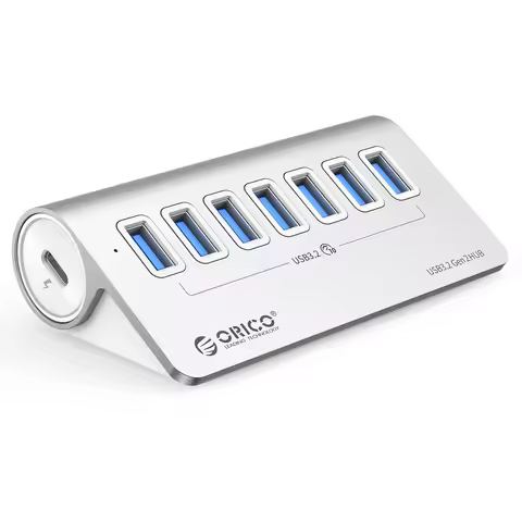 ORICO M3U7-G2 Aluminum Alloy 7-Port USB 3.2 Gen2 10Gbps HUB with 1m Cable, Support Windows Mac OS Li