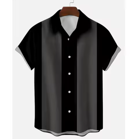 Men's Shirt Vertical Striped Shirts for Men Button Up Shirts Short Sleeve Blouse Plus Size S-6XL Men