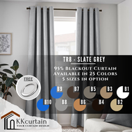 TR8 - ReadyMade 95% Blackout Curtain (SLATE GREY) Langsir Siap Jahit. LANGSIR KAIN TEBAL! ( RING)) - KK CURTAIN DESIGN -