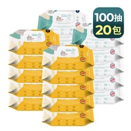 MOTHER-K - 自然純淨嬰幼兒濕紙巾-掀蓋柔花款100抽-20包(箱購)