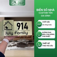 Custom House Number Plate with family name Cheap Outdoor Scratched Gold Alu - An Tam Decor AT0001