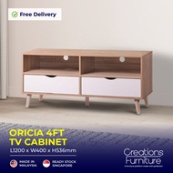 ORICIA Solid Durable 4ft TV Cabinet / TV Console / Hall Cabinet / Living Room Furniture / Meja TV / 1200MM TV console / Commercial Budget TV Cabinet / Product Malaysia