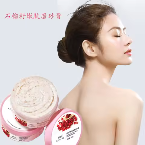 Pomegranate Seed Scrub Cream exfoliates chicken skin Moisturizes the whole body Deeply cleanses Brig
