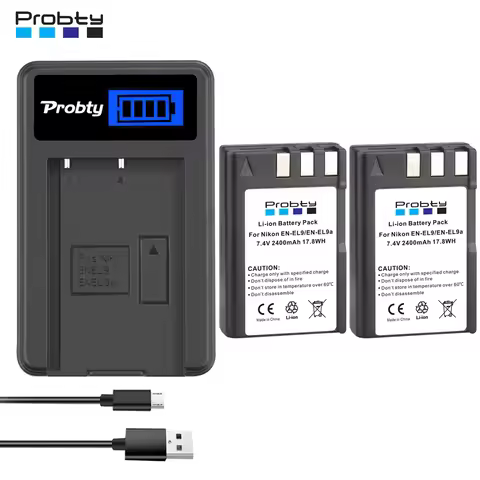 2400mAh EN-EL9 EN EL9A EN EL9 ENEL9 Batteries + LED Charger for Nikon D3000 D5000 D40 D40x D60 Camer