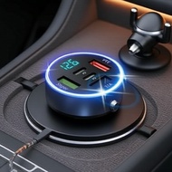 5-in-1 Car USB Charger with Volt Meter, Dual USB-C PD Ports, Turbo Fast Charging for iPhone/Samsung/