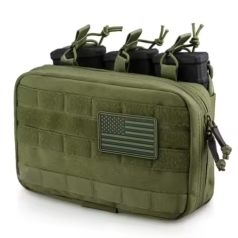 Tactical Triple Mag Pouches Molle Admin Pouch 7.62mm .223/5.56mm Rifle Charger Holder EDC Organizer 