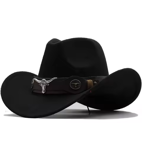 West cowboy hat Chapeu black wool man Wome hat Hombre Jazz hat Cowgirl large hat for men sombreros 5