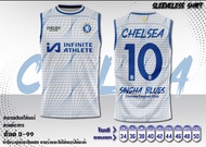 เสื้อพิมพ์ลาย เชลซี แขนกุด 2024-2025 ยอดฮิต สีขาว CHELSEA มีไซส์ใหญ่ด้วยนะค่ะ