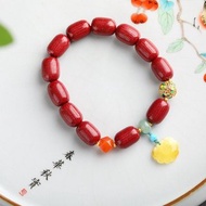 天然原礦硃砂精品紫金砂心經桶珠手鏈尺寸10mm左右 含量高達95%以