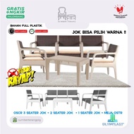 Olymplast Sofa Set Ruang Tamu Minimalis Kursi Teras Meja Teras Plastik D422A