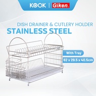 GIKEN Rak Pinggan Mangkuk Dish Rack Stainless Steel Rak Sinki Dapur Storage Rack Kitchen Dish Draine