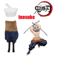 【TI hot】 NEW Halloween Costumes Anime Demon Slayer Hashibira Inosuke Cosplay Pig Mask Bandage Pants 