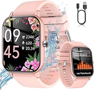 Health Watches for Women, Smart Watch, 2.01" HD Waterproof Watch with Heart Rate, Blood Oxygen Blood Pressure Monitor Sleep Tracker 100+ Sports Modes Activity Trackers Step Calorie Counter, Pink