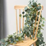 1pc, 70.86in Artificial Eucalyptus Flower Garland With White Flowers, 5.9ft/180cm, Silver Dollar Euc