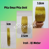 1 roll Gold Ribbon/Gold Ribbon 1cm 2.5cm 3.8cm/Gift Ribbon/Hampers Ribbon/Decorative Ribbon