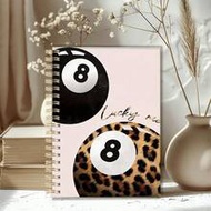 1pc Creative No. Design Spiral Notebook, 13.97x21.08cm, Leopard Print & Soft Pink Cover With Gold Sp